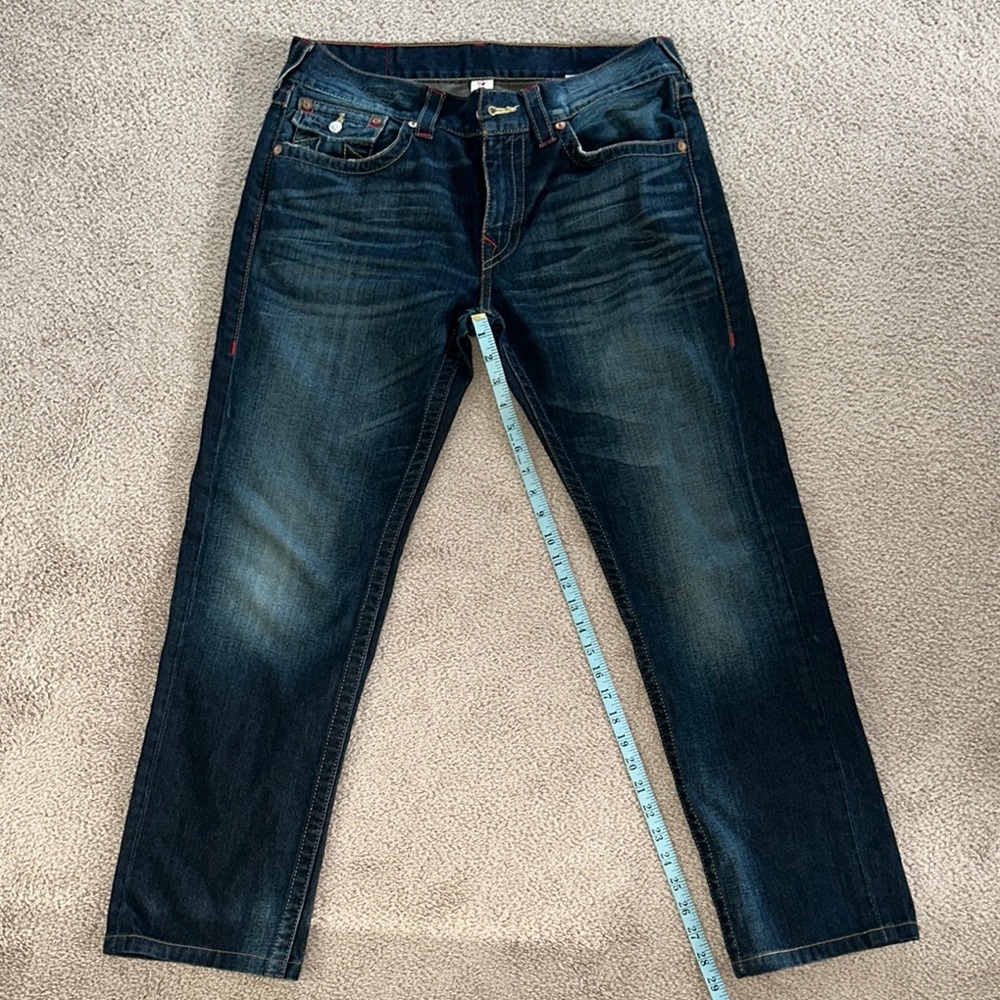 Men’s True Religion Blue Skinny Jeans with Vintage Fading